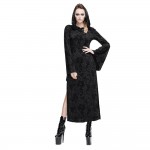 Steampunk Sexy Hoodie Dress knitting Hollow Out Black Dress Witch Gothic Women Hooded Desses Renaissance Costume 