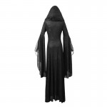 Steampunk knitting jacquard vintage famale gothic long hooded dress cultivate one's morality show thin witch dresses