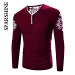 Stylish Men's Sweatershirts Pullover 2016 Male Brand Casual Slim Sweatershirts Men V Neck Collar with Botton Homme