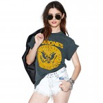 Summer 2017 punk rock T shirt Women Tops Tees Short sleeve o neck grey summer T-shirt RAMONES printed Top Plus size