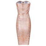 Summer Clearance High Quality!!!Ocstrade New Arrival Woman Fashion 2017 Crackled Metallic Pink Strapless Bandage Dress