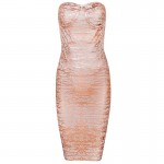 Summer Clearance High Quality!!!Ocstrade New Arrival Woman Fashion 2017 Crackled Metallic Pink Strapless Bandage Dress