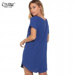 Summer Dress  women dress Eliacher Brand Plus Size Casual Female clothing Solid and Loose dresses Short O-Neck