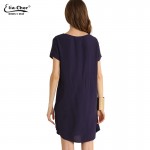 Summer Dress  women dress Eliacher Brand Plus Size Casual Female clothing Solid and Loose dresses Short O-Neck