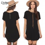 Summer Dress  women dress Eliacher Brand Plus Size Casual Female clothing Solid and Loose dresses Short O-Neck