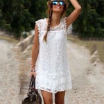 Summer Dress 2016 Women Casual Beach Short Dress Tassel Black White Mini Lace Dress Sexy Party Dresses Vestidos plus size