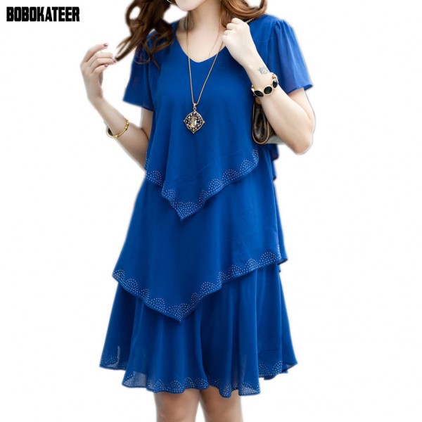 Summer Dress 2017 Blue Party Dresses Women Dress Chiffon Robe Sexy Vestido De Festa 5xl Plus Size Womens Clothing Vestidos mujer