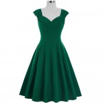 Summer Dress 2017 Green Women Jurken Big Swing Rockbilly Vestidos Sleeveless V Neck 50s 60s Short Long Audrey Hepburn Dress