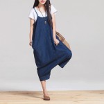 Summer Dress Women Loose Waist Plus Size Women Casual Denim Dress Spaghetti Strap Denim Dress Solid Color Novelty Dress