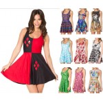 Summer Dress Women Sleeveless O-Neck Knitted Satin Party Skater Dresses Casual Sundress Red Green Black White Kawaii