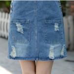 Summer Dress women 2016 denim Dress female casual fashion cotton multi-pocket strap Sundress large size Dresses