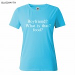 Summer Fashion Boyfriend? What is that? food? Letters Print Short Sleeve Black White Casual Women T Shirt Tops