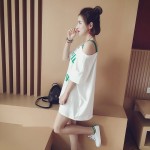 Summer Fashion Oblique Sling Personality Long T-shirt Dress Short Loose Letter Strapless Pregnant Dresses Sexy Cheap Clothes