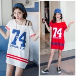 Summer Fashion Oblique Sling Personality Long T-shirt Dress Short Loose Letter Strapless Pregnant Dresses Sexy Cheap Clothes