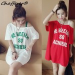 Summer Fashion Oblique Sling Personality Long T-shirt Dress Short Loose Letter Strapless Pregnant Dresses Sexy Cheap Clothes