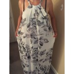 Summer Floral Print Women Dress Sleeveless Beach Dresses Elegant Maxi Dress Vestidos de festa Femininos