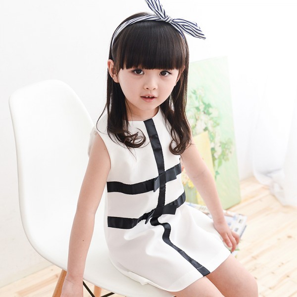 Summer Girls Clothing Brand Cute Black White Patchwork Kid Girls Dress 1-4 Years Children Baby Girl Dress Infant Clothes