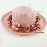 Summer Handmade flower strawhat women's Garland sunbonnet bucket hat roll-up hem beach cap sun hat for women