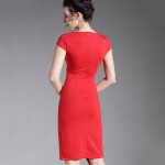 Summer Irregular Red Black Casual Drapery Womens Charming V Neck Bodycon Bandage Office Lady Work Pencil Dress 728