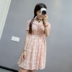 Summer Japanese Pastoral Fresh Style Print Slash Neck Dress High Waist Sweet Off The Shoulder Ladies Dress Sexy Mini Dress