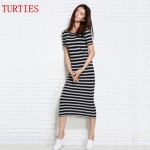 Summer NEW Women's Cashmere, blended Silk Dress  vest Slim round neck knit Long section striped Vest Dresses pullover Sweater 