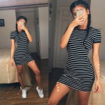 Summer New Round Neck Striped Short-sleeved Dress