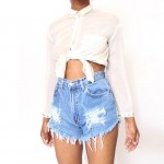 Summer Sexy Women's Irregular High Waisted Shorts Fashion Slim Fit Denim Jeans Shorts