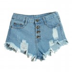 Summer Sexy Women's Irregular High Waisted Shorts Fashion Slim Fit Denim Jeans Shorts