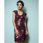 Summer Shining Geometric Sequin Bodycon Club Dress O Collar Cap Sleeve Sexy Women Mini Party Dress 88056