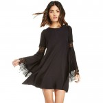 Summer Style Dress 2015 Loose Casual Lace Chiffon Dresses Flare Long Sleeve Patchwork Party Eyelash Dress New Clothing Vestidos