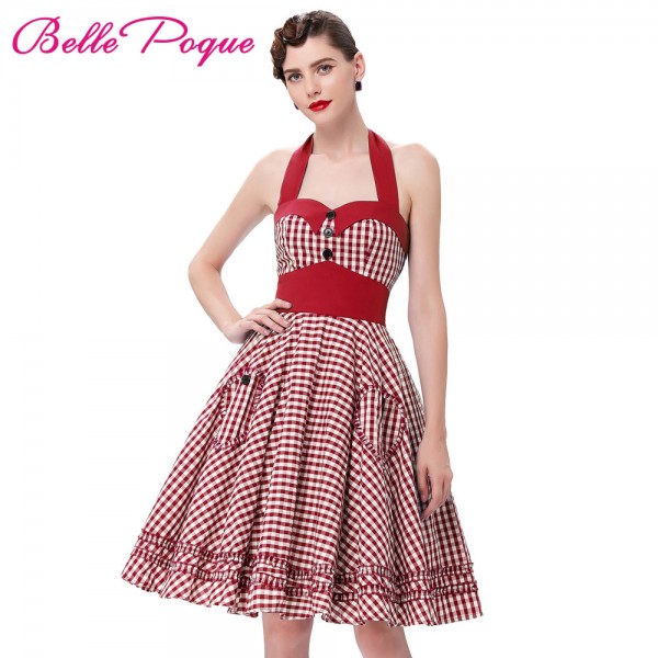 Summer Style Women Dress 2016 Plus Size Audrey Hepburn Gowns Plaid Robe 50's 60s Vintage Rockabilly Pin Up Swing Vestidos Dress