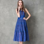 Summer Style Women Dress 2017 Yuzi Vintage New Lace Dresses O-Neck Sleeveless Swing Hem Maxi Vestido A8113 Vestidos Femininos