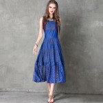 Summer Style Women Dress 2017 Yuzi Vintage New Lace Dresses O-Neck Sleeveless Swing Hem Maxi Vestido A8113 Vestidos Femininos