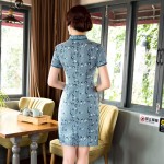 Summer Stylish Mini Cheongsam Chinese Ladies Elegant Linen Cotton Qipao Novelty Dress Vestidos Size S M L XL XXL XXXL C27384