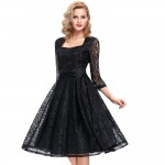 Summer Women Black Lace Swing Vintage Sexy Casual Party Elegant woman clothing Vestidos Robe Femme plus size Rockabilly dresses