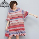 Summer Women Dress Chiffon Plus Size Striped Print Fashion Casual Loose Female Bohemian Beach Vintage Holiday Elegant Dresses