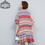 Summer Women Dress Chiffon Plus Size Striped Print Fashion Casual Loose Female Bohemian Beach Vintage Holiday Elegant Dresses