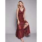 Summer Women Dress Sleeveless V Neck Sexy Dress Women Patchwork Lace Women's Long Dresses Bohemian Split Dress Robe