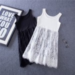 Summer Women Lace Dress Hollow out white black mesh lace dress Casual Elegant sexy Sleeveless Beach Vest dresses  vestidos