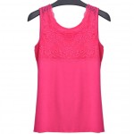 Summer Women Slim Tank Tops Lady O-Neck Bodycon Large Elastic Sleeveless T Shirts Female Camisoles Tanks Patchwork Lace