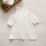 Summer hot sale baby girls fashion star printed shoulder-off dress kids casual dresses 2189