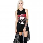 Summer new women dress 2017 metal plate Rock&Roll Pantera shirt dress Skull Totem print irregular black dress vestido de festa