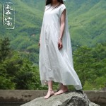 Summer style Mori Girlr dress plus size literary pure linen sleeveless dress long robe