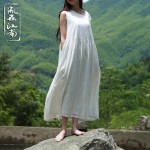 Summer style Mori Girlr dress plus size literary pure linen sleeveless dress long robe