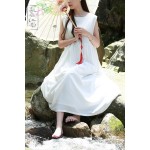 Summer style Mori Girlr dress plus size literary pure linen sleeveless dress long robe