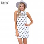 Summer style black and white dress   causal plus size women clothing chic elegant sexy fashion geometric print dresses