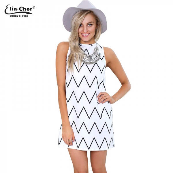 Summer style black and white dress   causal plus size women clothing chic elegant sexy fashion geometric print dresses