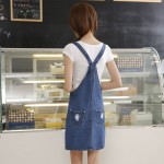 Summer women denim dress Casual loose overalls dresses Preppy style big pocket hole decorate Plus size XXL M223