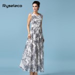 Super Large Plus Size Floral Prints Chiffon Long Tank Dresses Women Clothing Summer Style Pleated Casual Maxi Vestidos Oversize