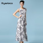 Super Large Plus Size Floral Prints Chiffon Long Tank Dresses Women Clothing Summer Style Pleated Casual Maxi Vestidos Oversize